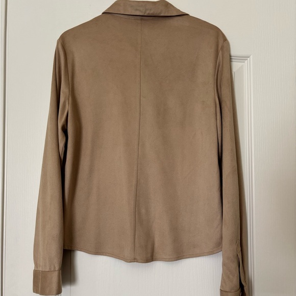 Finity 2 piece shirt dress faux suede khaki Large top & skirt long maxi dress - Picture 6 of 16